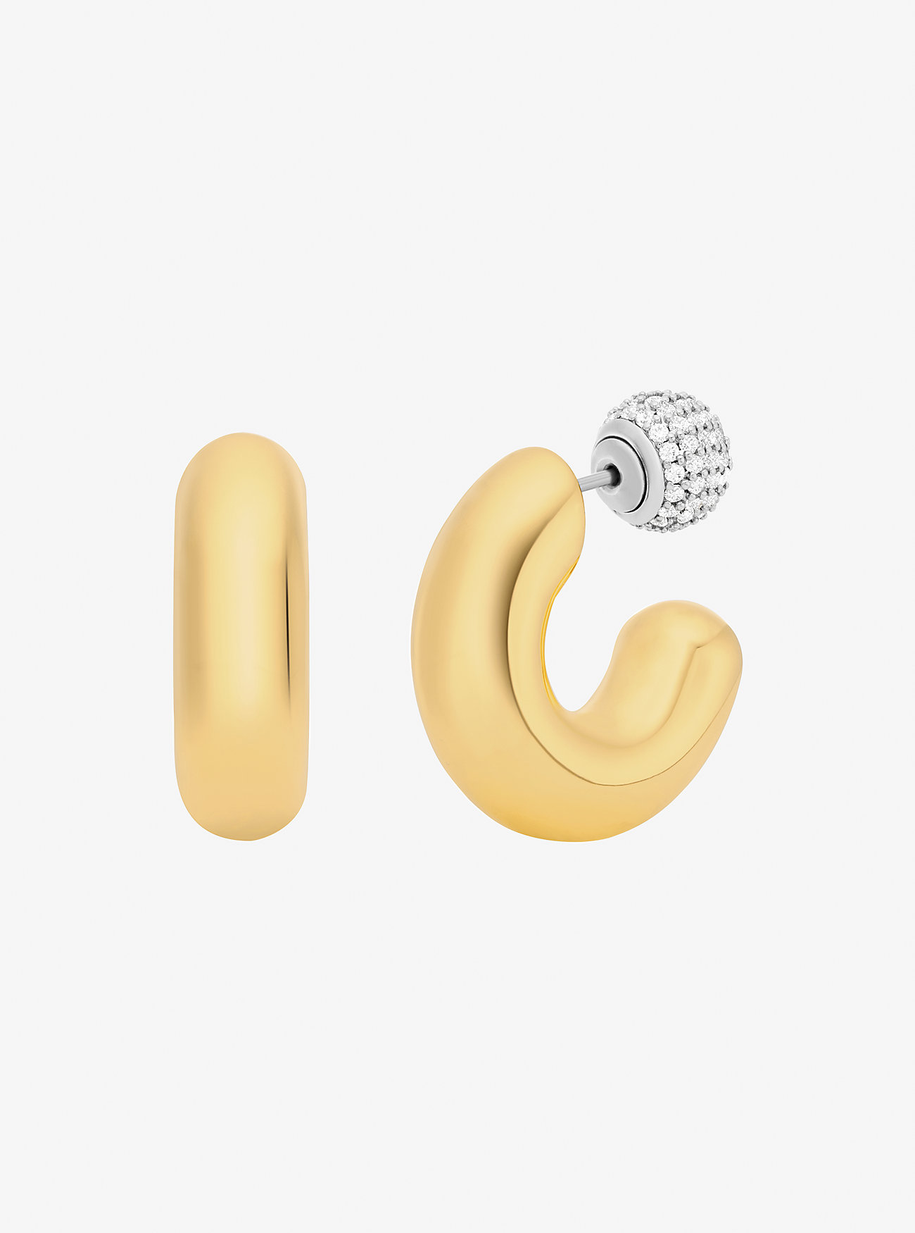 Orecchini a cerchio convertibili 2 in 1 con pavé - BICOLORE