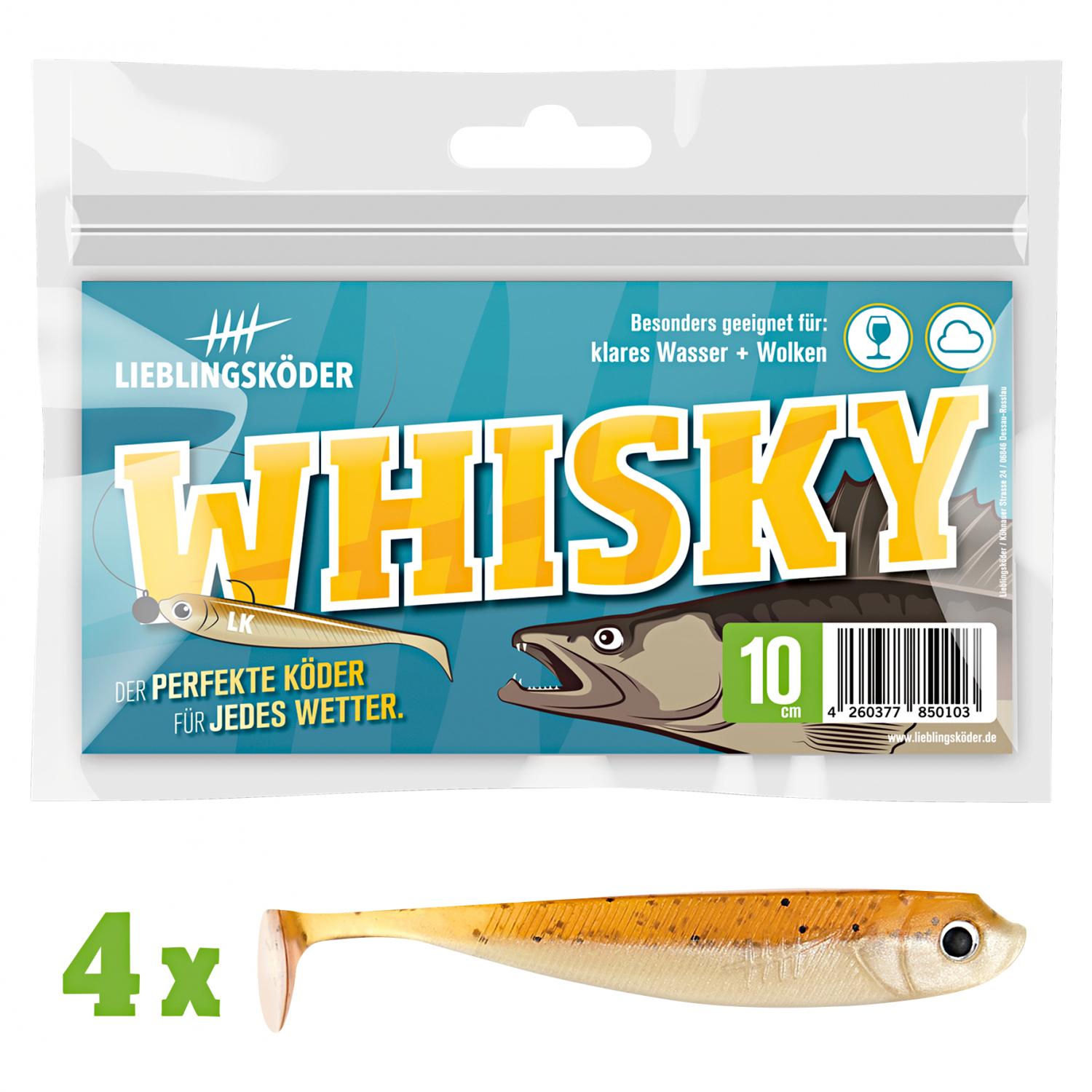 Lieblingsköder Gummifisch Zanderköder (10 cm, Whisky)