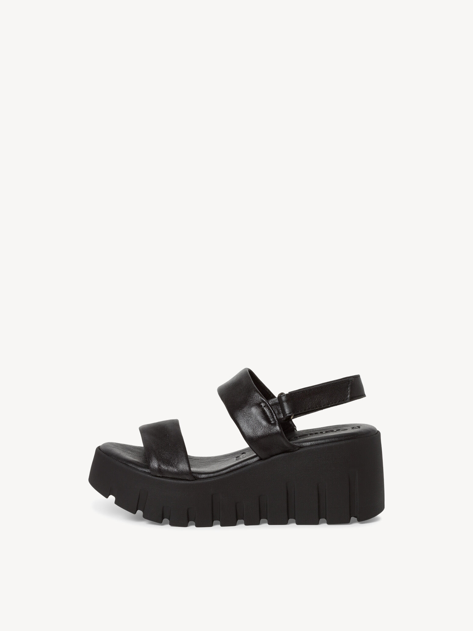 Sandale à talon en cuir - noir