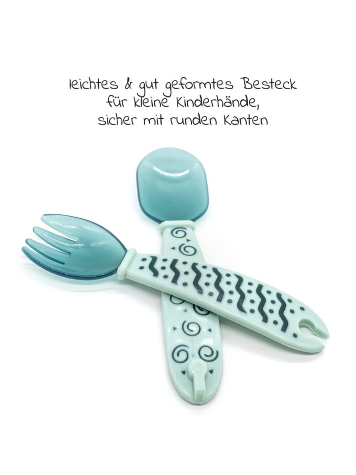 MiaMia Babyteller zum Mitnehmen inkl. Besteck 2er Pack - Grün in gruen,rosa günstig kaufen onesize