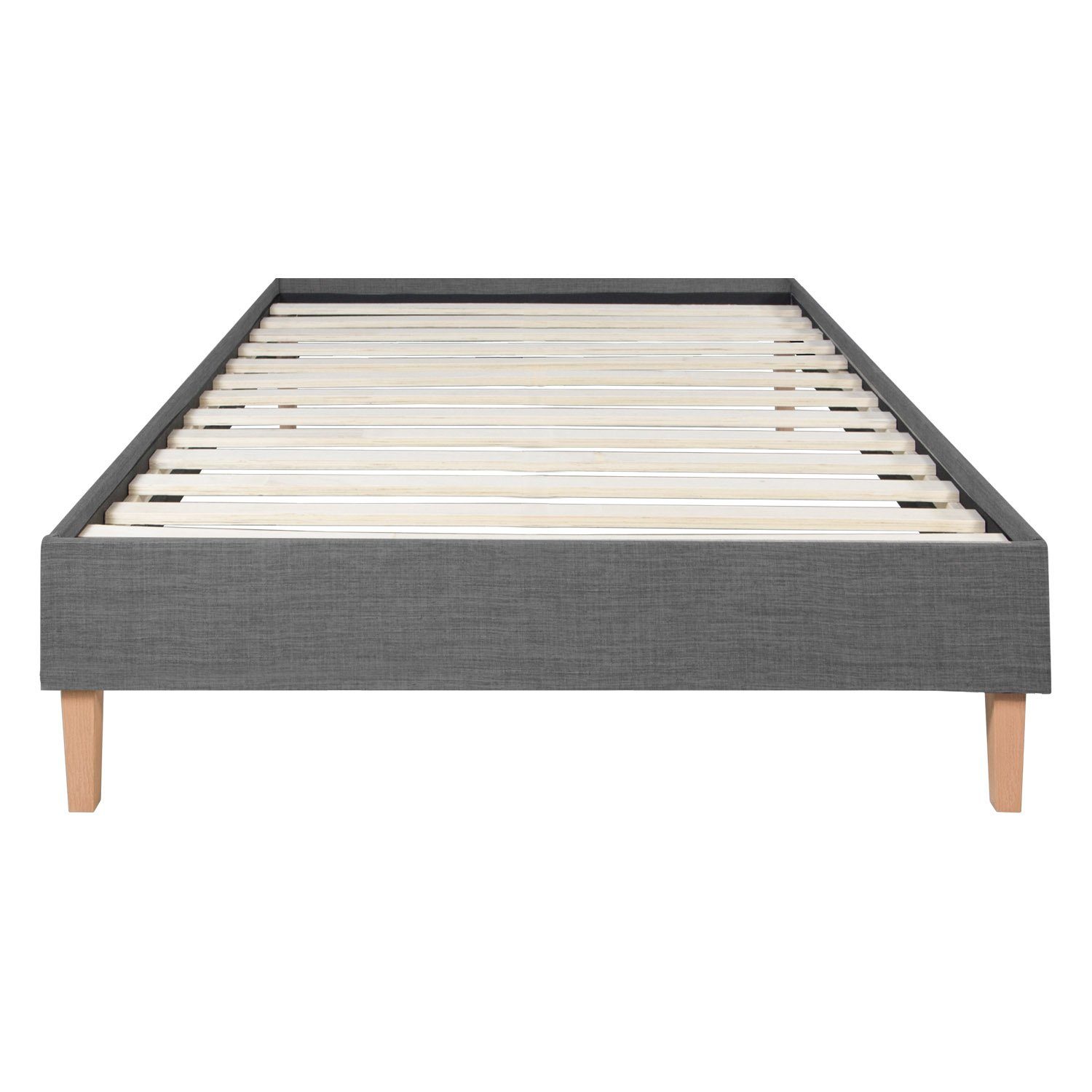 Homestyle4u Polsterbett Bettgestell Futonbett Bett Lattenrost mehrere Größen Grau (Kein Set)