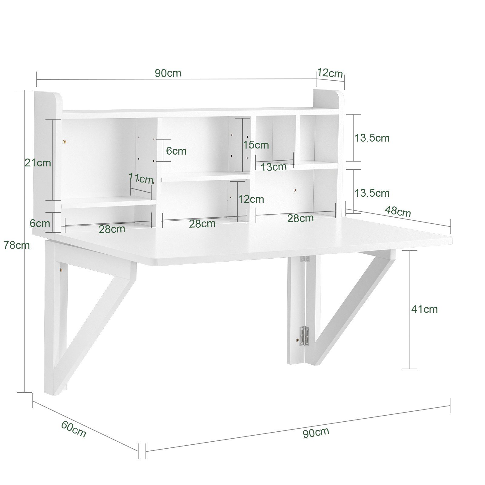 SoBuy Klapptisch FWT07, Wandklapptisch Schreibtisch Wandschrank Küchentisch Esstisch Weiß