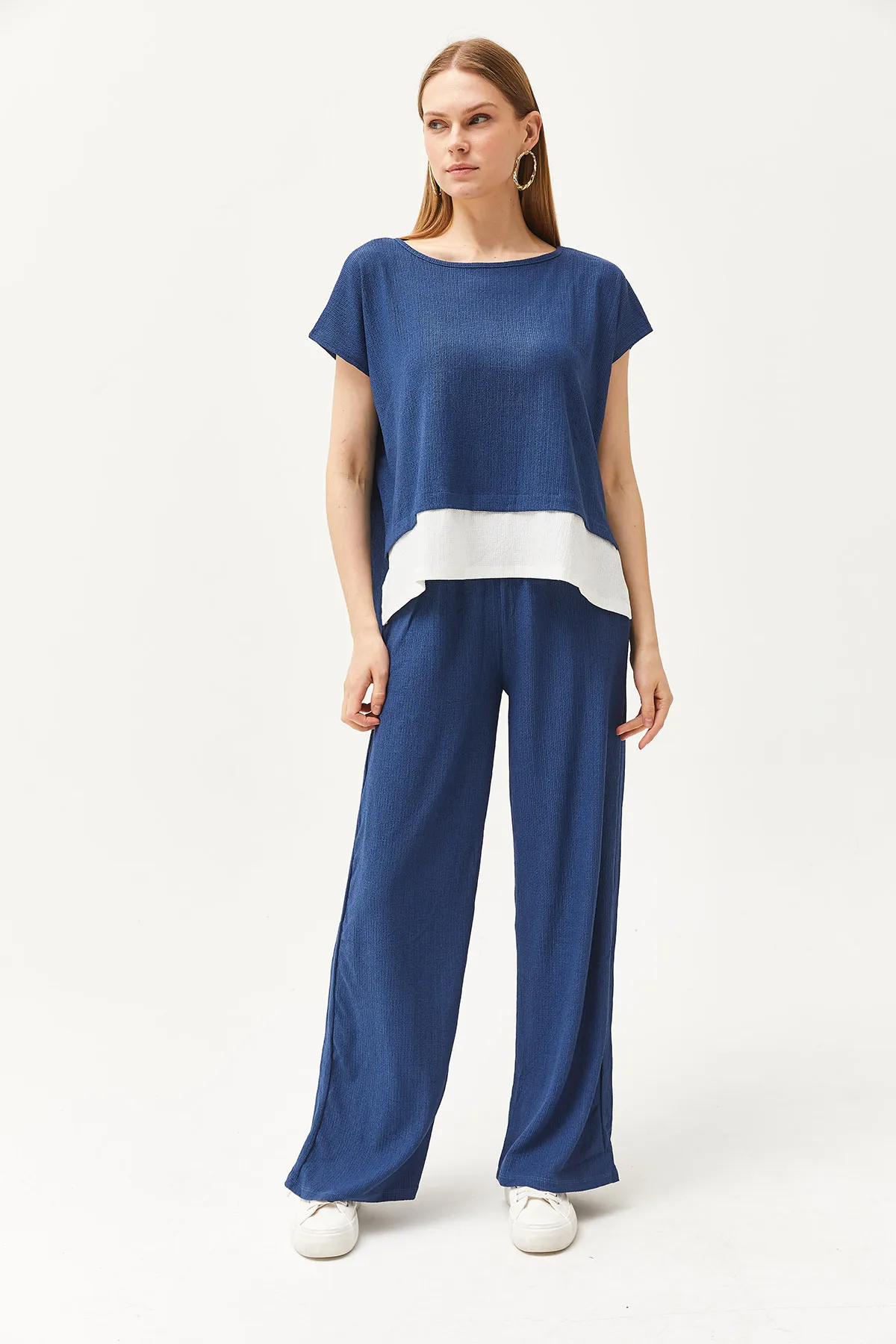 Olalook  Damen Indigo Top Bluse Unterhose Set TKM-19000273