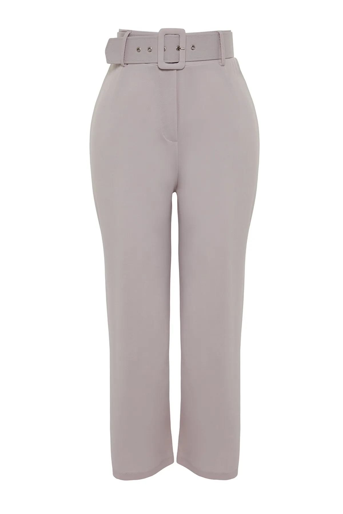 Trendyol Collection  Smarte Krepp-Strickhose im Karottenschnitt mit hohem Bund und Gürtel in Steinoptik TWOSS23PL00308