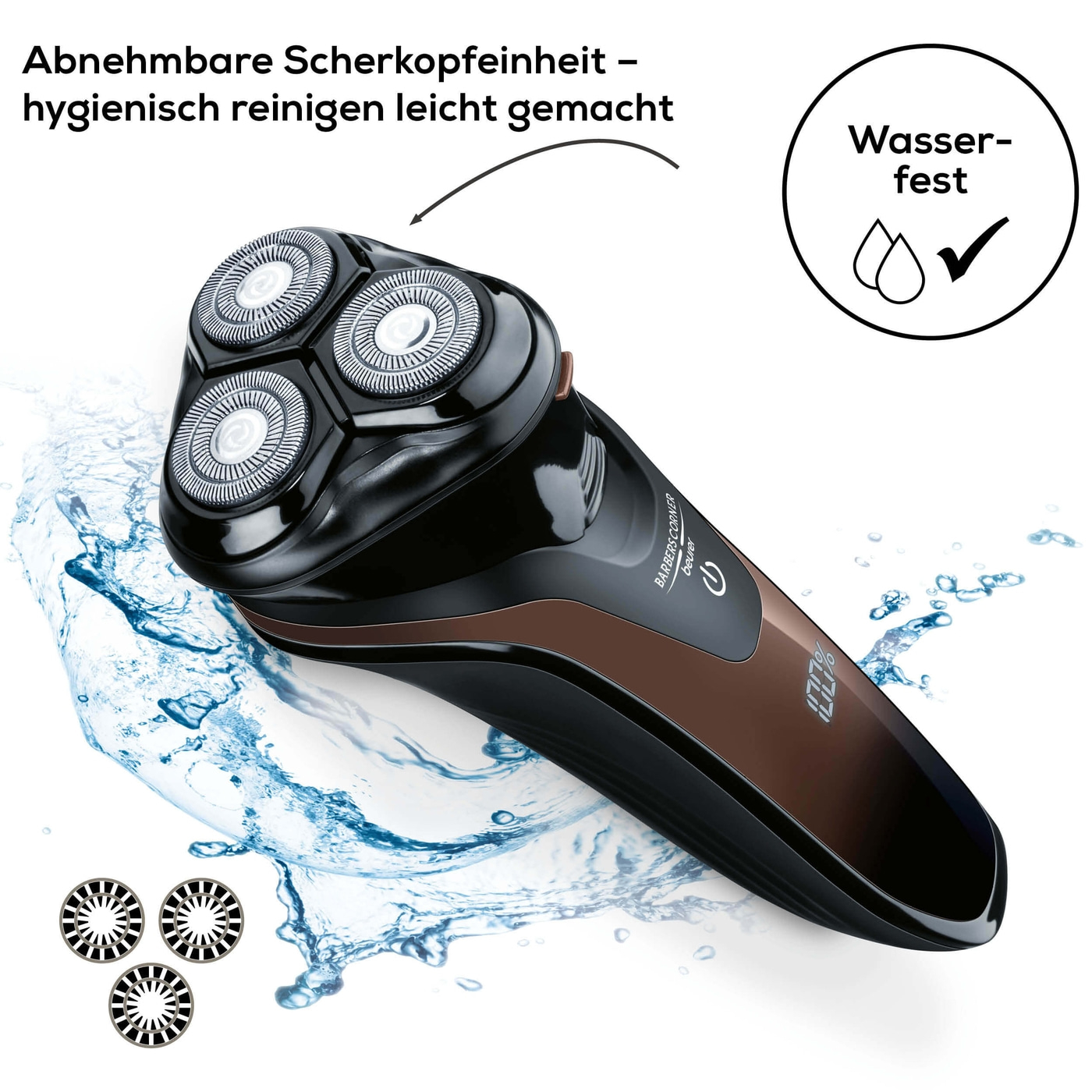 Beurer HR 8000 Rotationsrasierer-Rotationrasierer mit Präzisionsschneidesystem, 2-in-1 Bart & Kotelettenstyler