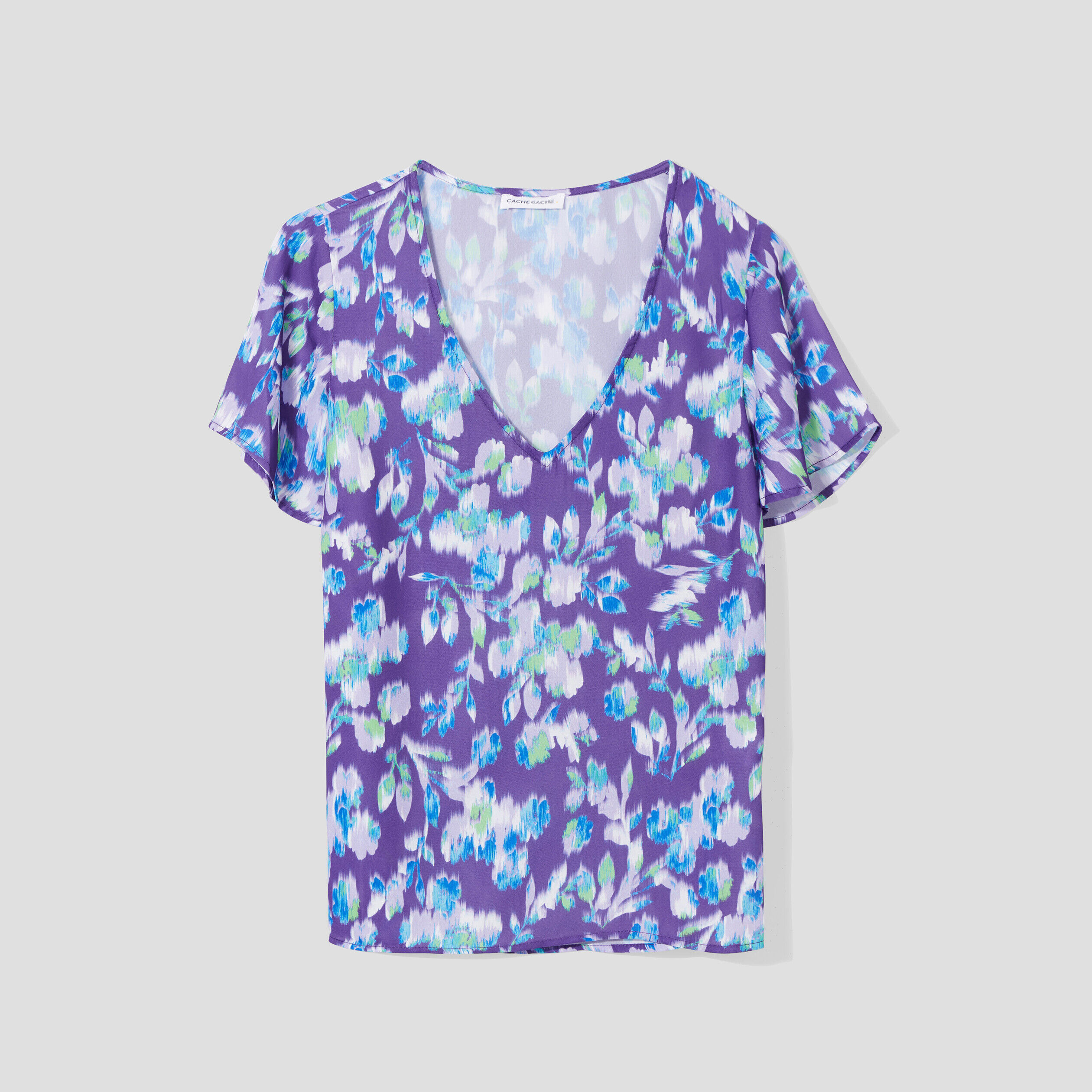 Blouse manches courtes imprimé violet femme | Cache Cache
