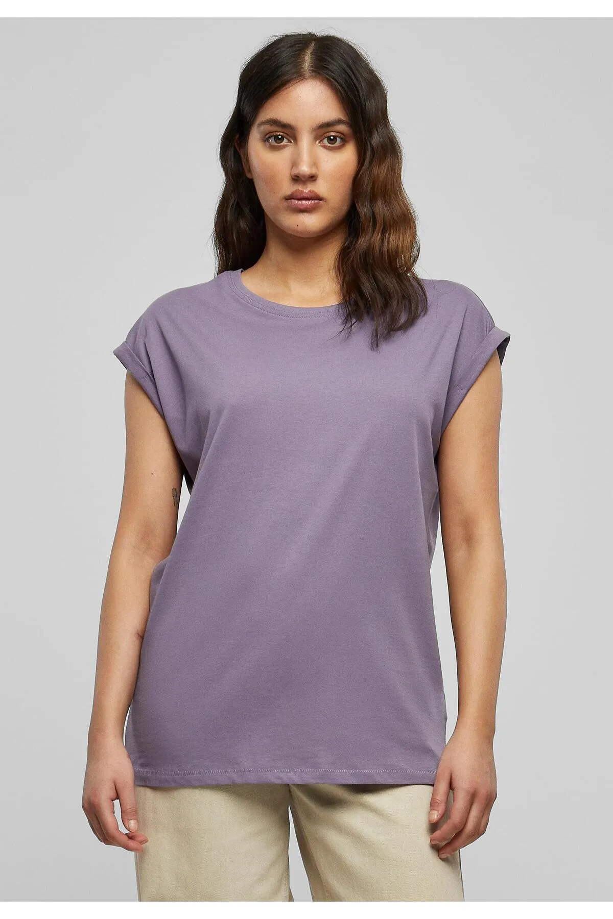 Urban Classics  Damen T-Shirt mit verlängerter Schulterpartie für Damen