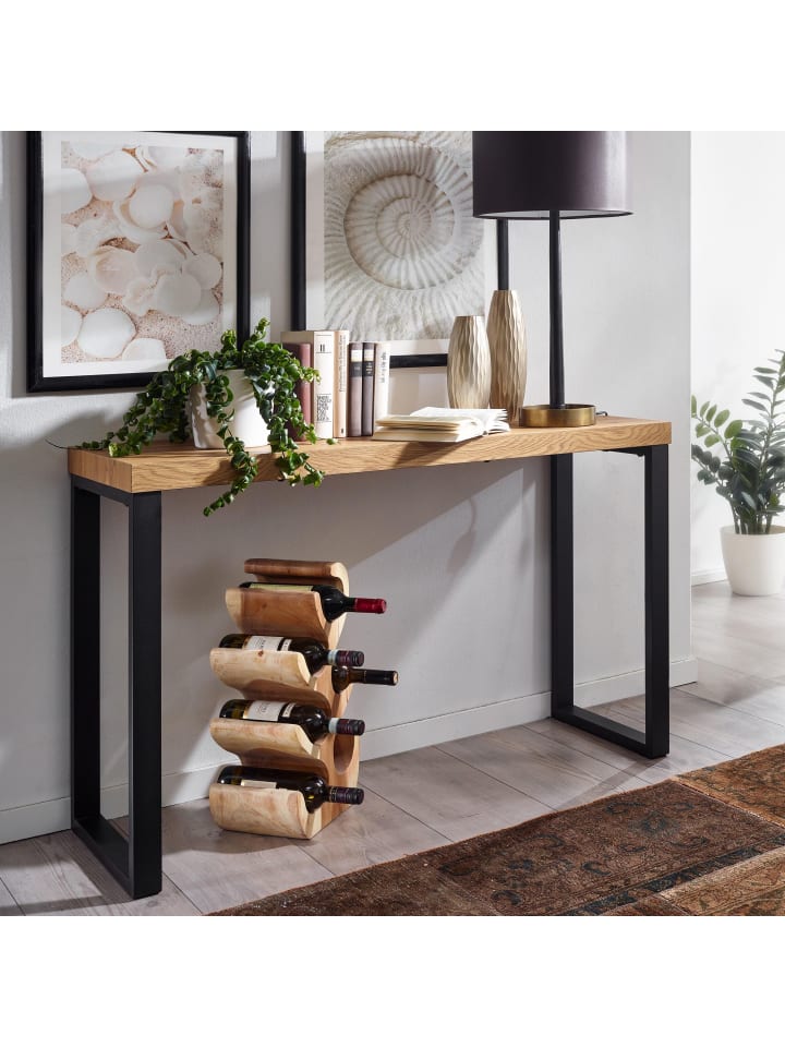 KADIMA DESIGN Konsolentisch Eiche-Dekor / Schwarz 120x39x75,5 cm Design Anrichte günstig kaufen onesize
