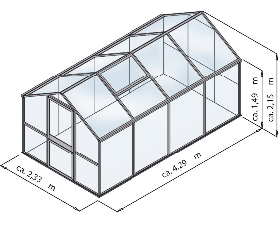 KGT Gewächshaus Rose IV, BxTxH: 233 x 429 x 215 cm, 10 mm Wandstärke