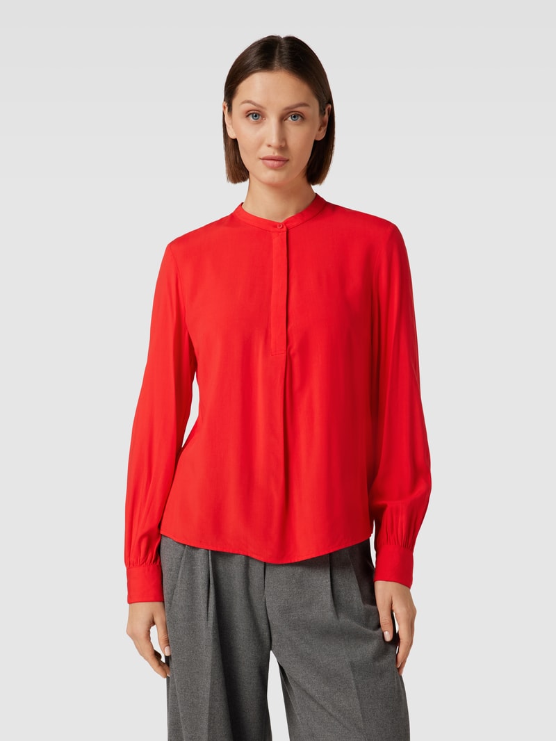 Bluse aus Viskose mit Maokragen in rot