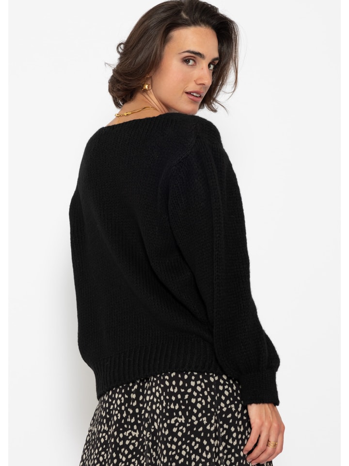 SASSYCLASSY Pullover mit V-Ausschnitt in schwarz günstig kaufen
