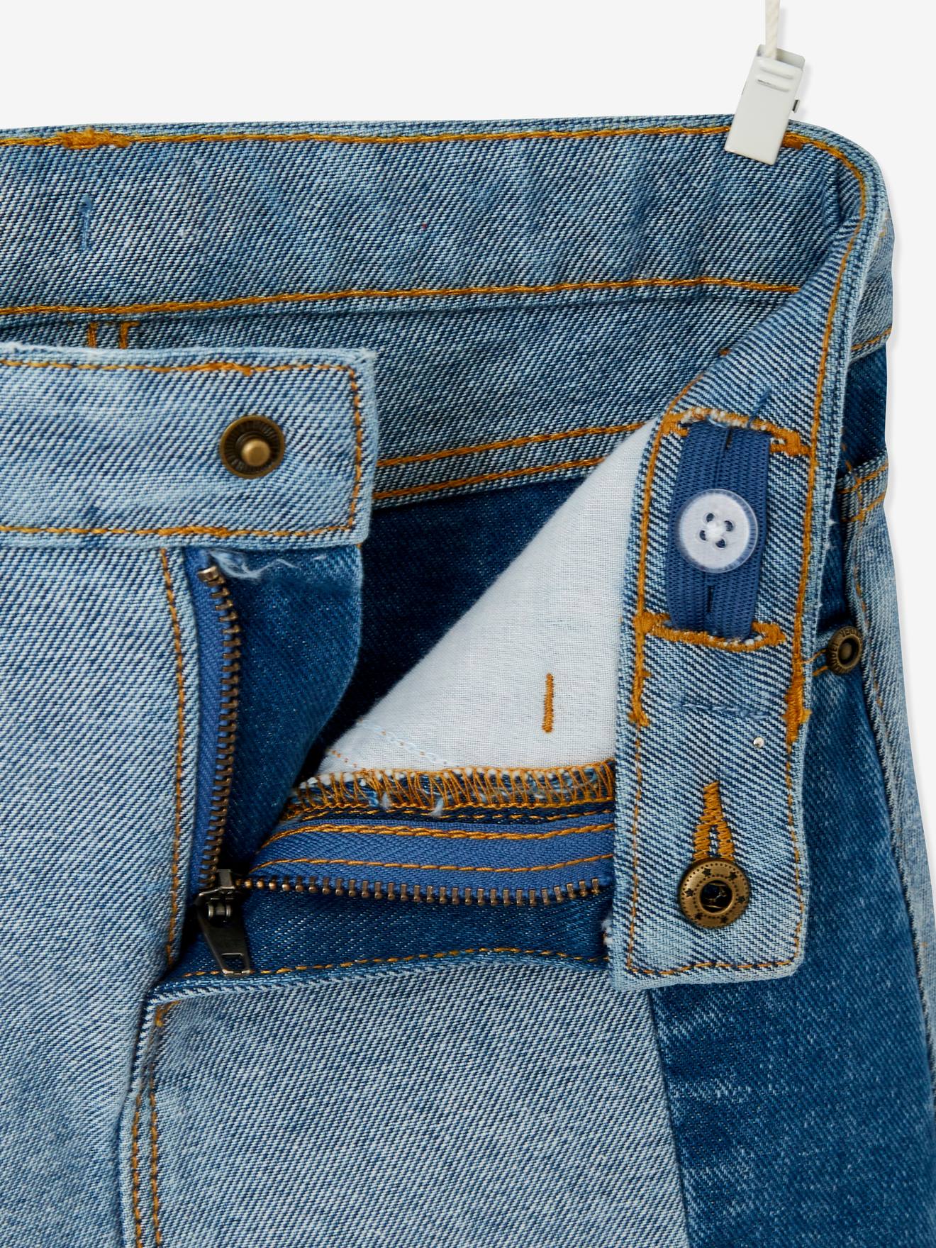 Jupe en jean effet patchwork fille stone