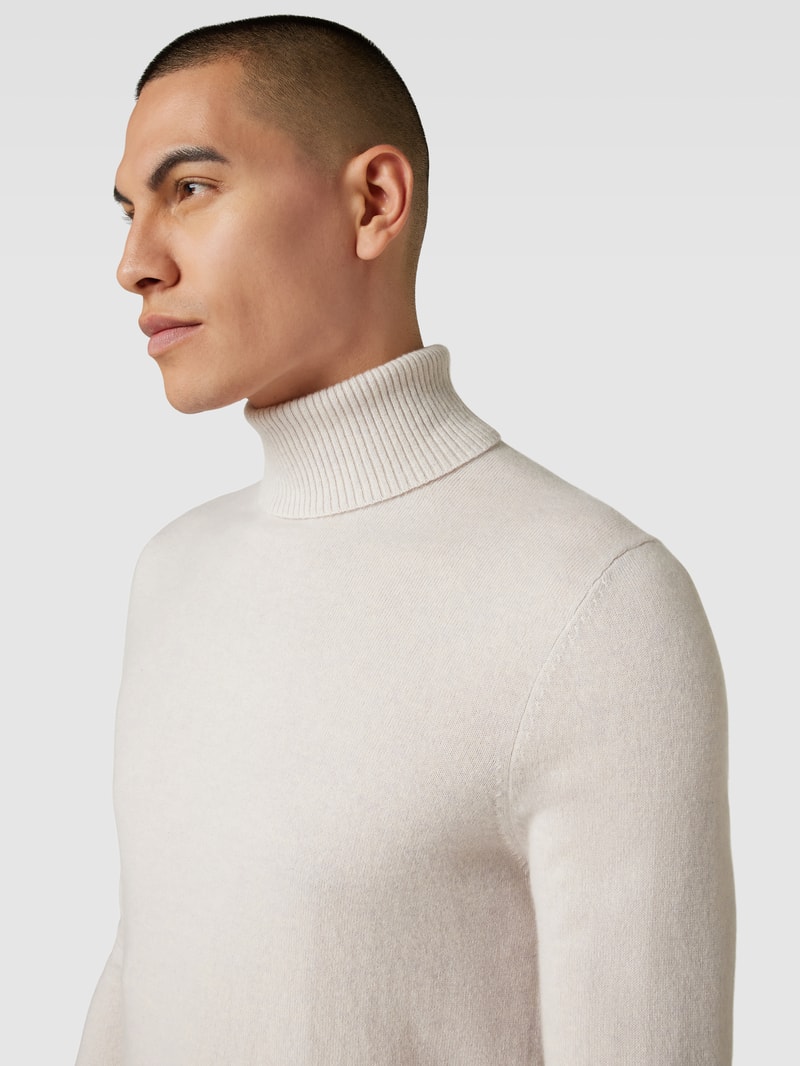 Strickpullover mit Rollkragen aus Kaschmir in ecru meliert