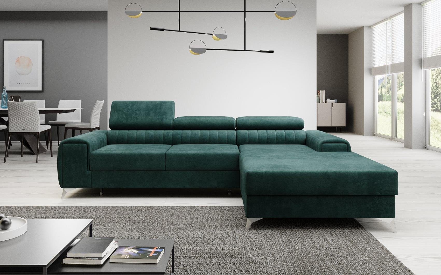 Luxusbetten24 Ecksofa Melinda, mit Schlaffunktion und Stauraum