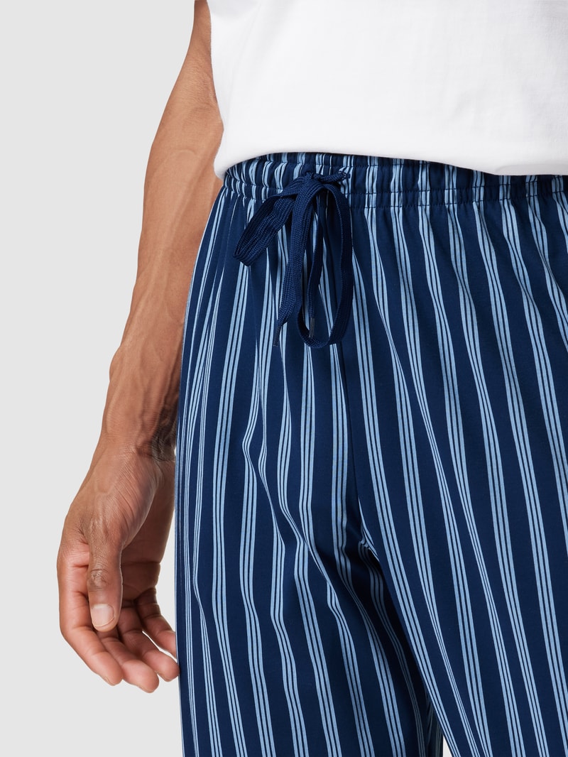 Pyjama-Hose aus Baumwolle mit Streifenmuster in marineblau