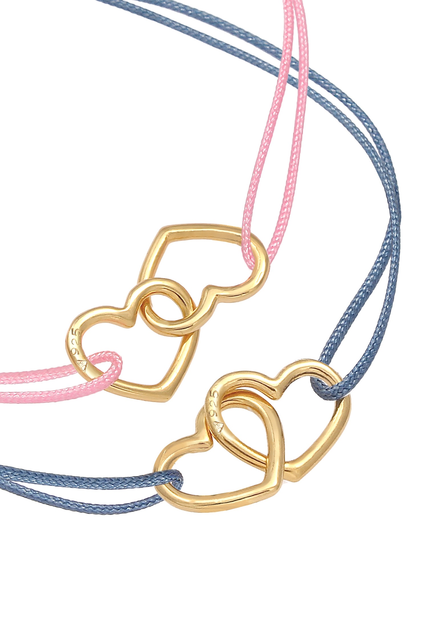 Elli Children's Hearts in nylon ribbon, set of 2 in 925 sterling silver