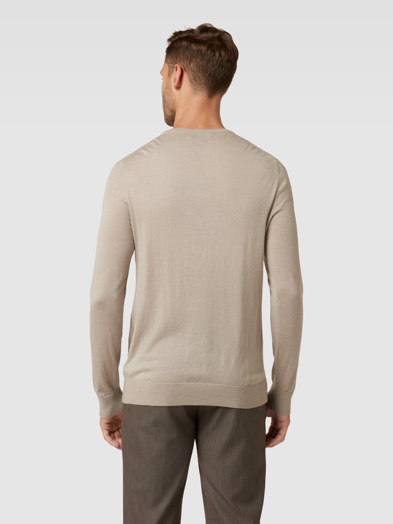Longsleeve aus Wolle mit Rundhalsausschnitt in beige