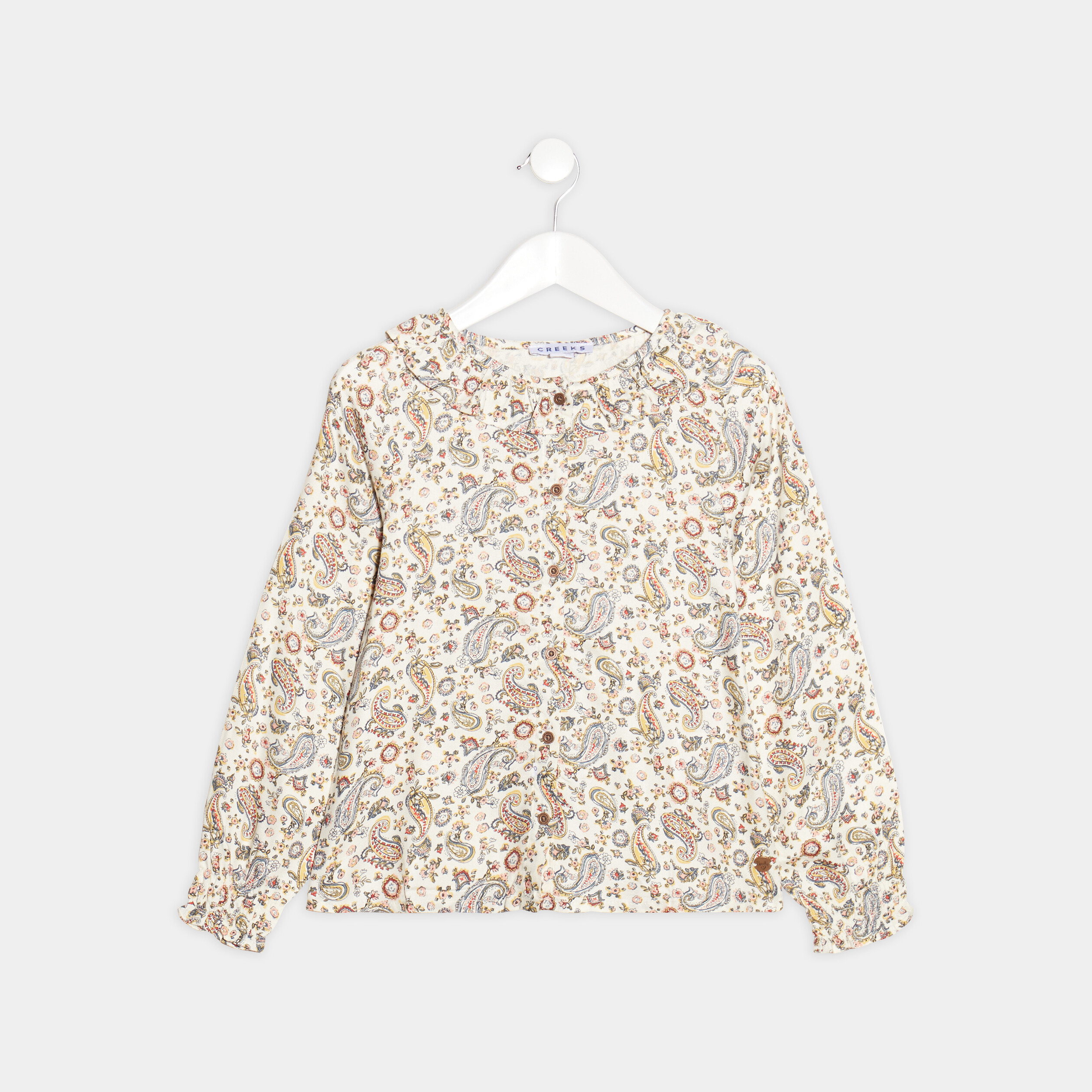 Blouse à col rond Creeks ecru fille | La Halle