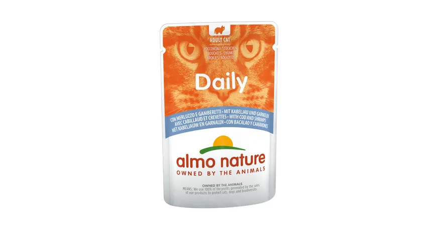 almo nature Katzennassfutter Cat Daily Menu Kabeljau + Garnele 70 g