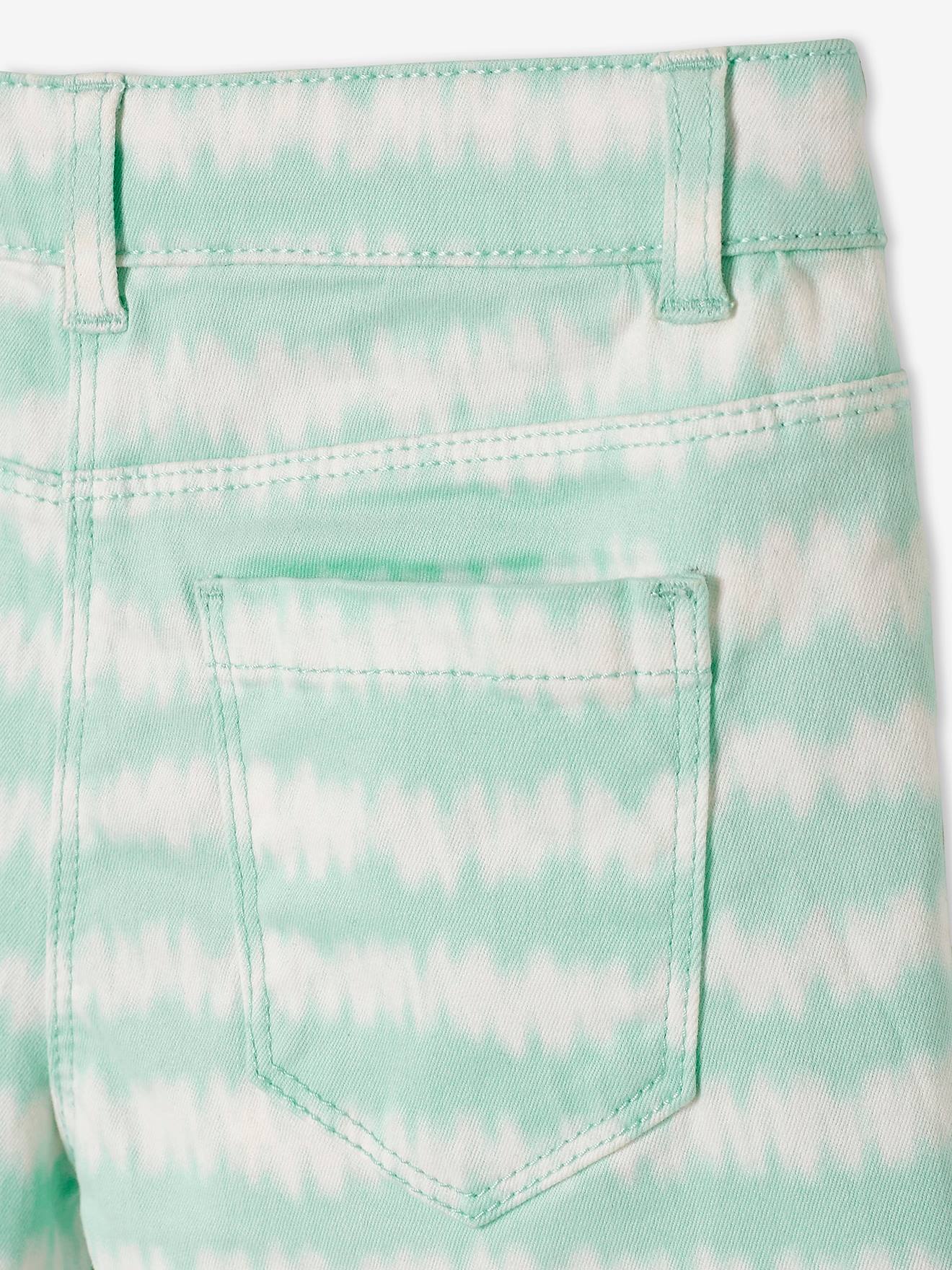 Vertbaudet Mädchen Shorts, Batikmuster - weiß/türkis