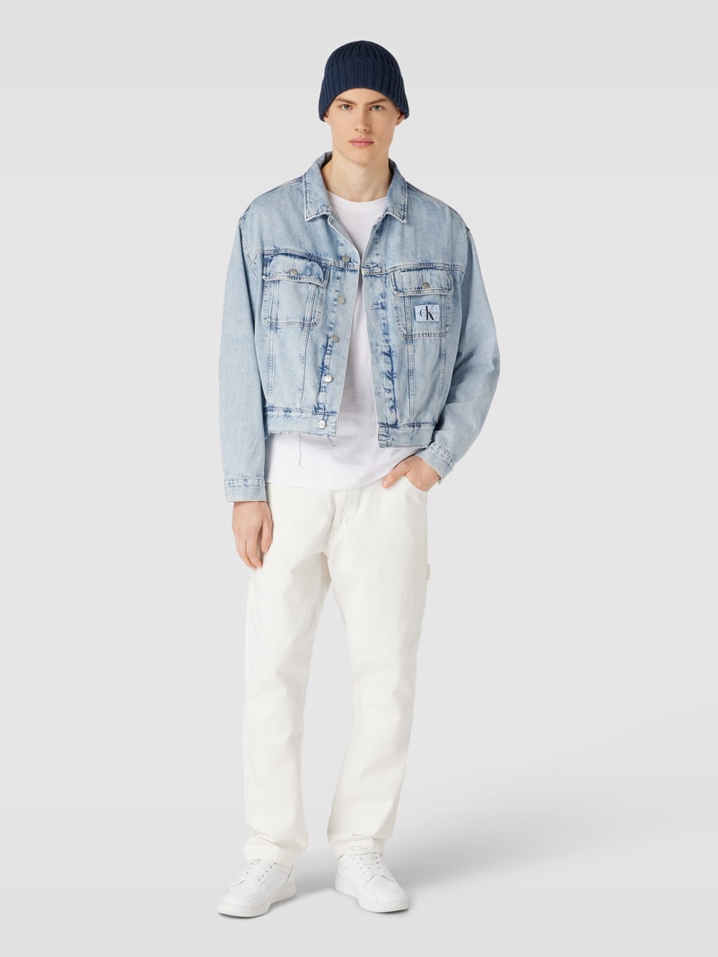 Boxy Fit Jeansjacke mit Label-Patch in jeans