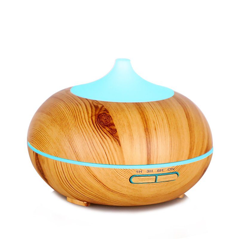 Hyrican Luftbefeuchter Aroma Ultraschall Luftbefeuchter/Diffuser, 0,3 l Wassertank, 300ml antibakterieller Wassertank, 7 Farben-LED-Beleuchtung, Holzoptik