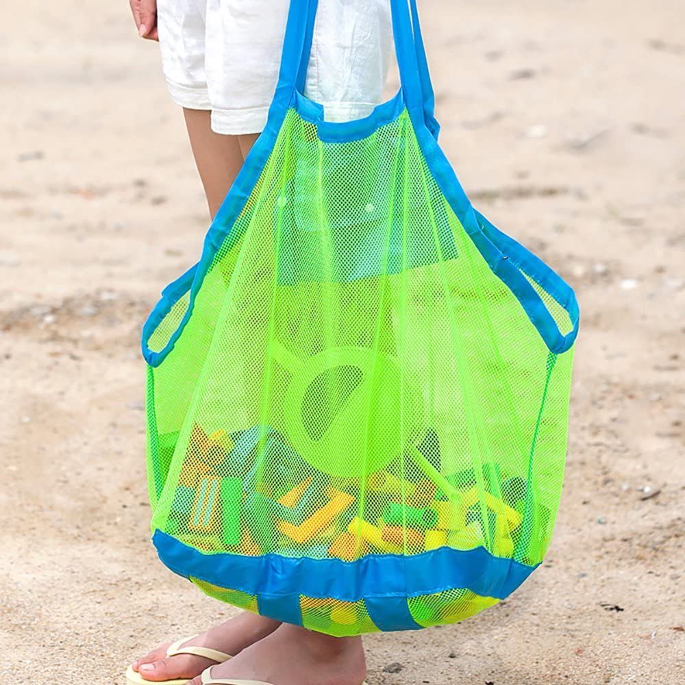Alster Herz Aufbewahrungstasche Netz Strandtasche für Sandspielzeug Strandspielzeug Tasche H0172, Wiederverwendbare Faltbare für Wasserspielzeug Urlaub