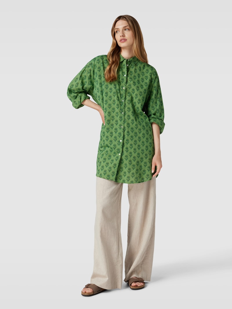 Longbluse mit Allover-Muster in grün