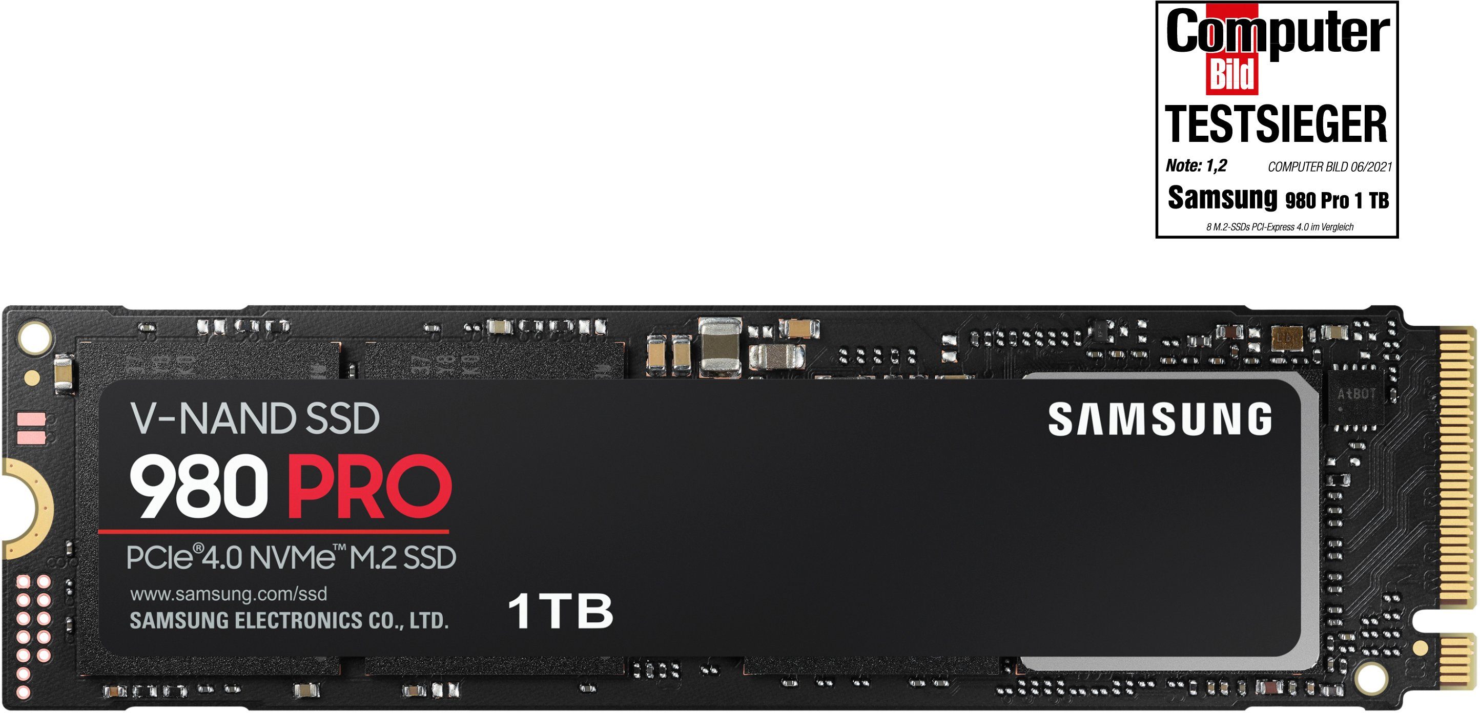 Samsung 980 PRO interne SSD (1 TB) 7000 MB/S Lesegeschwindigkeit, 5000 MB/S Schreibgeschwindigkeit, Playstation 5 kompatibel, PCIe® 4.0 NVMe™, M.2