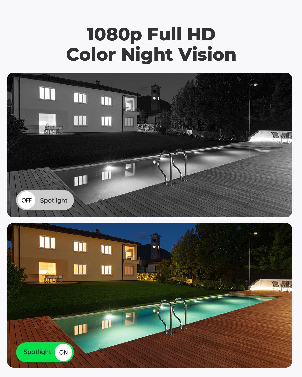 Reolink Lumus 1080P WLAN IP Überwachungskamera (Außenbereich, Innenbereich, Farbige Nachtsicht, Sirene, 2-Wege-Audio, PIR + Bewegungserkennung)
