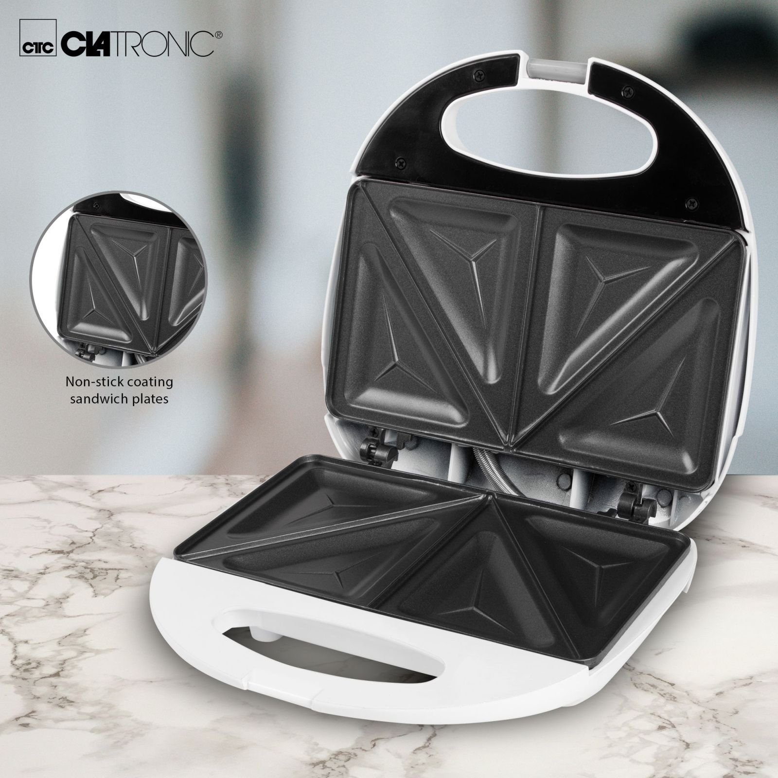 CLATRONIC Sandwichmaker CLATRONIC 2-Scheiben Sandwich-Toaster 750 W Sandwichmaker ST 3477 weiß