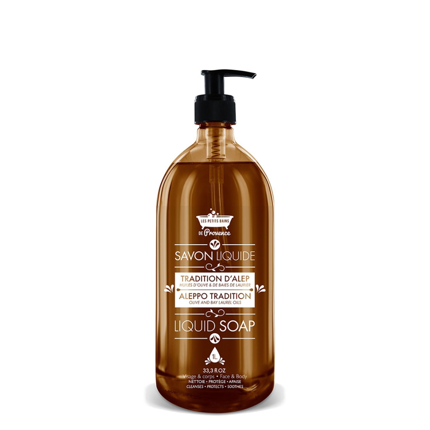 Les Petits Bains de Provence Savon Liquide d'Alep Parfum Huile D'Olive & Baies de Laurier