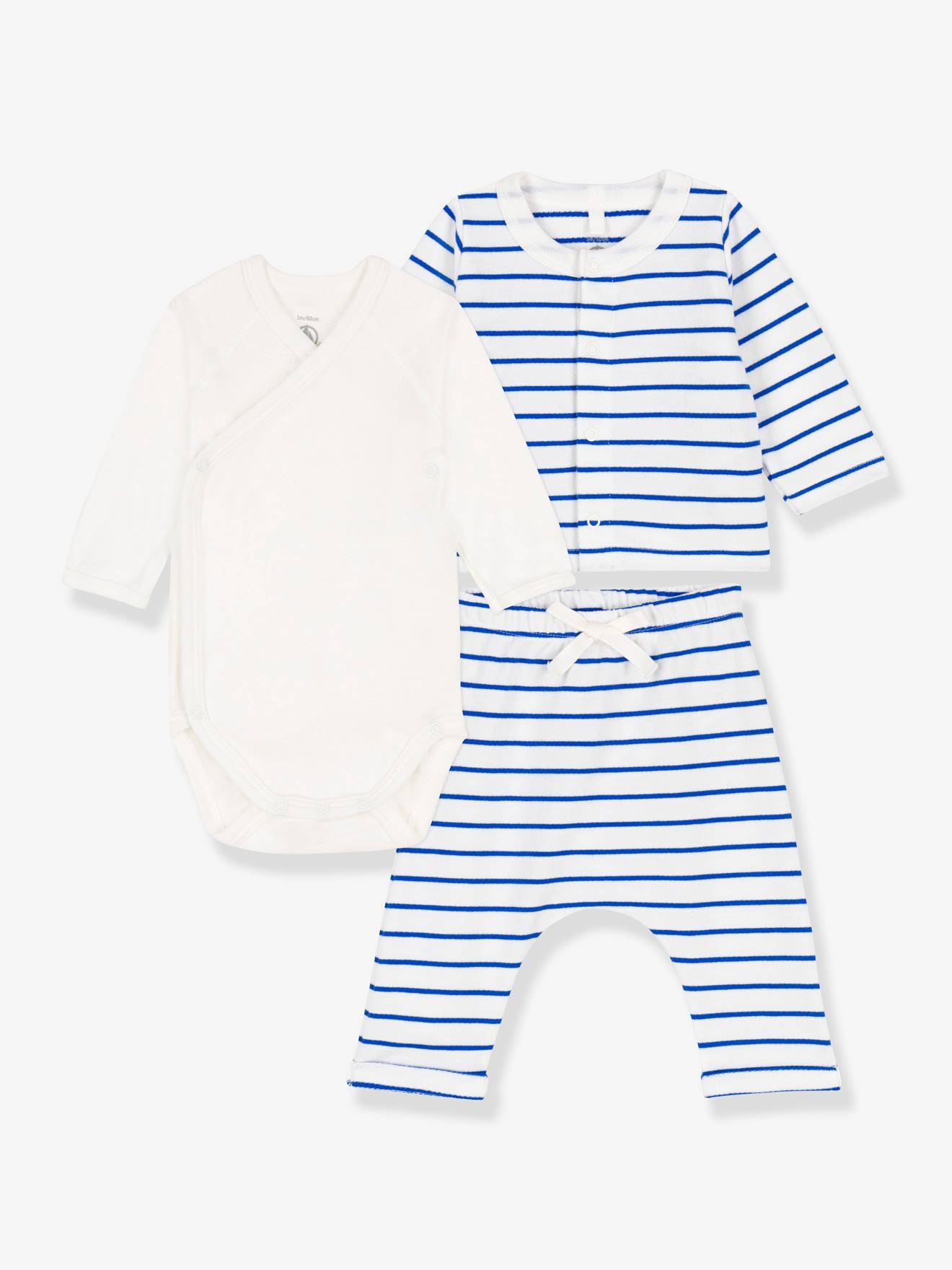 Ensemble 3 pièces en molleton léger PETIT BATEAU blanc