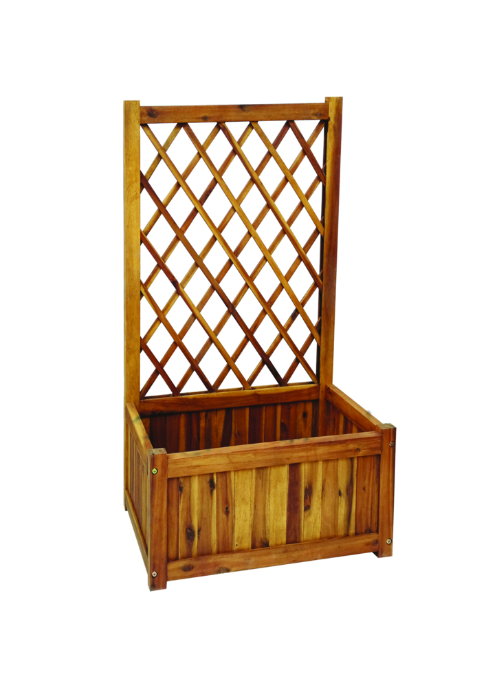 Hardin 1fachgut Pflanzkasten Pflanztopf Blumentopf mit Rankhilfe 100 x 60 x 28 cm FSC braun