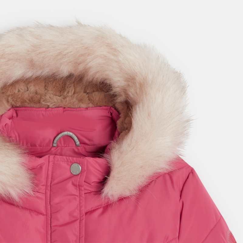 Parka doudoune épaisse à capuche rose fille
