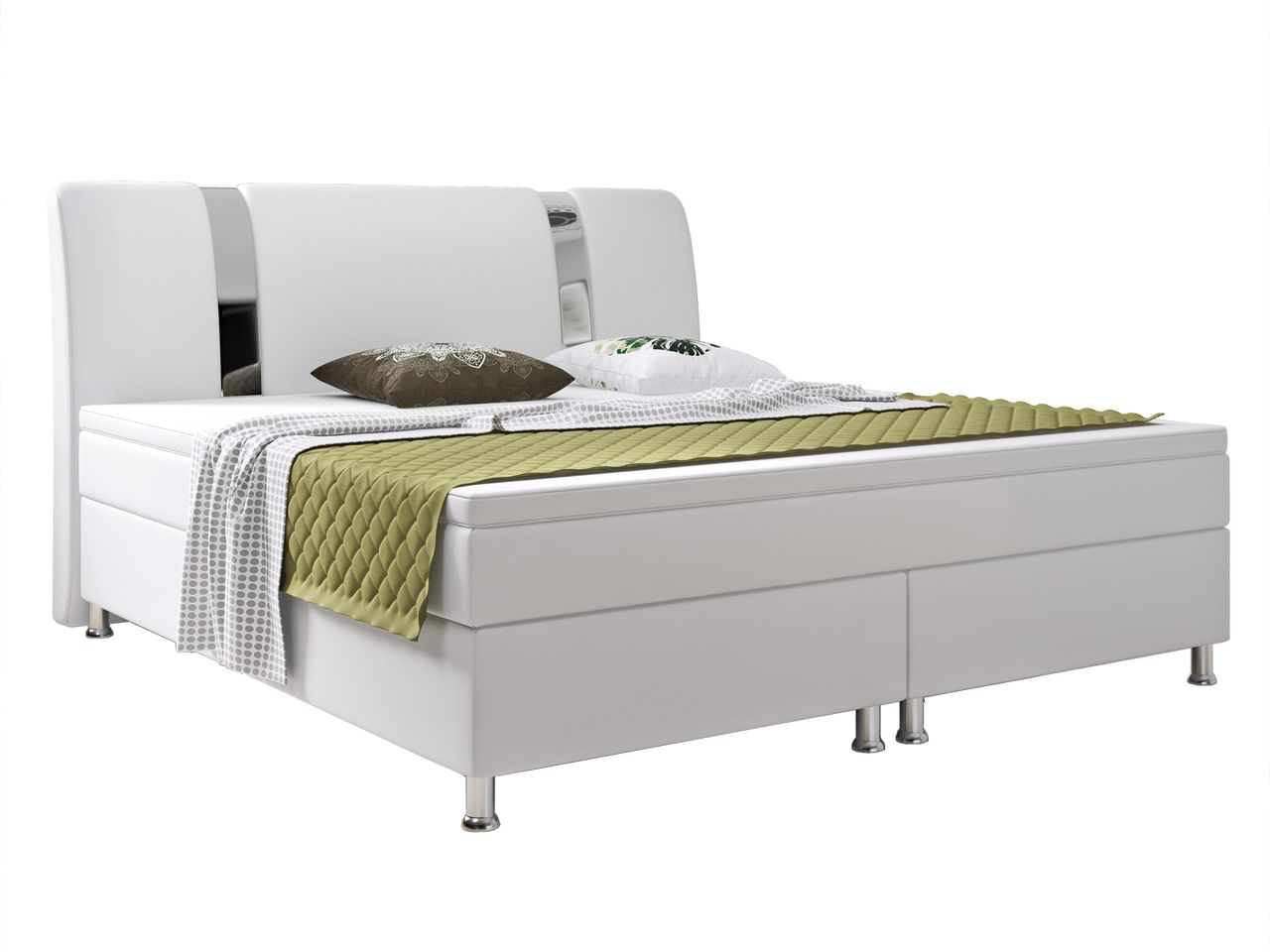 IHG Boxspringbett Riva 180x200 cm Kunstleder Weiß