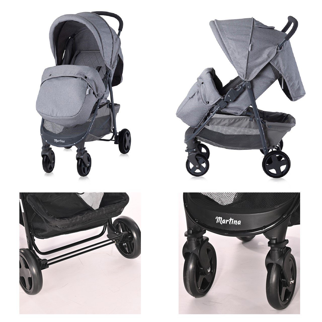 Lorelli Kinder-Buggy Kinderwagen Buggy Martina, Fußabdeckung, Frontbügel abnehmbar, Sonnendach