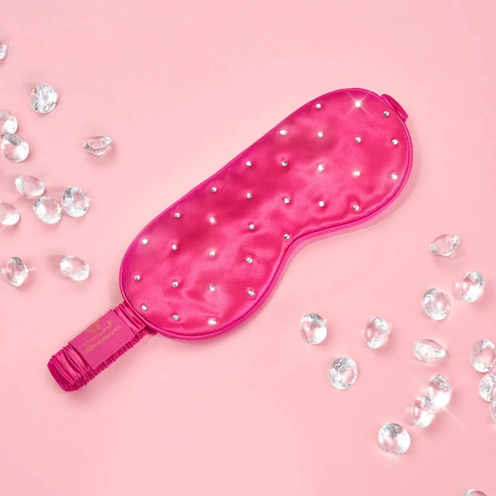 Crystallove svilena maska za oči s vrućim ružičastim kristalima