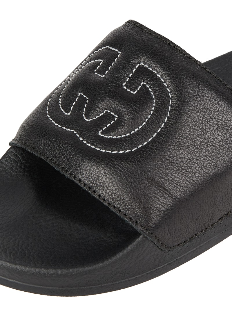 Slides aus Leder Modell 'Gerrylette' in schwarz