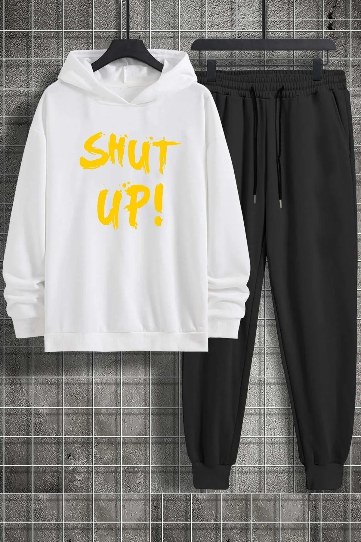 uyguntarz  Bedrucktes Unisex-Trainingsanzug-Set „Shut Up“.
