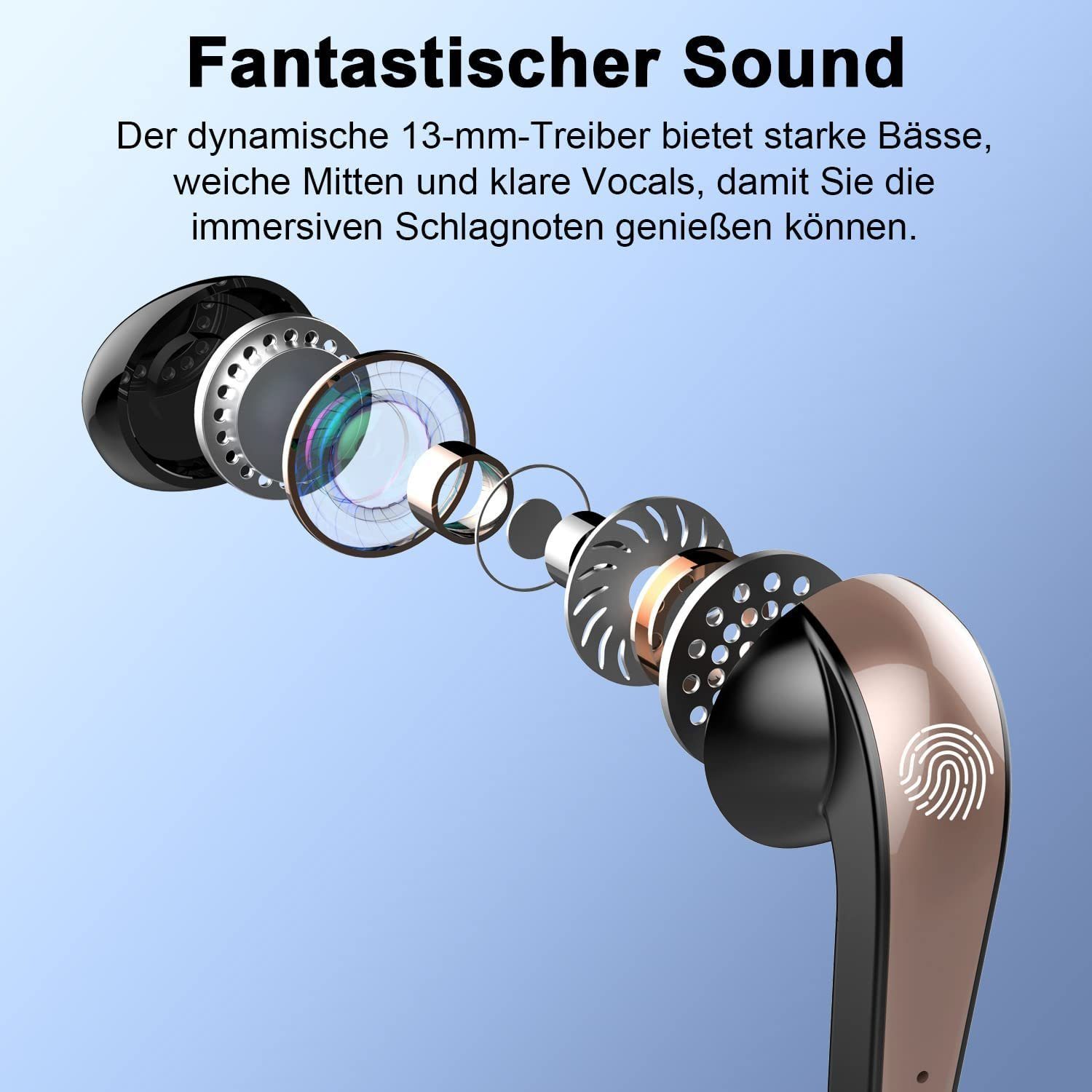 Mutoy TWS In-Ear-Kopfhörer,Bluetooth Kopfhörer mit HD Mikrofon,Bluetooth 5.3 In-Ear-Kopfhörer (HiFi Stereo,Noise Cancelling,True Wireless, Sprachsteuerung,Ultraleicht Ohrhörer, LED Anzeige, IP7 Wasserdicht USB-C Schnelles Aufladen)