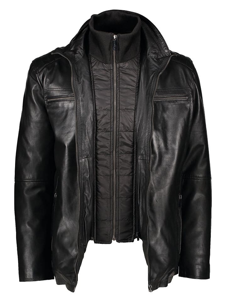 Bugatti Lederjacke in Schwarz günstig kaufen