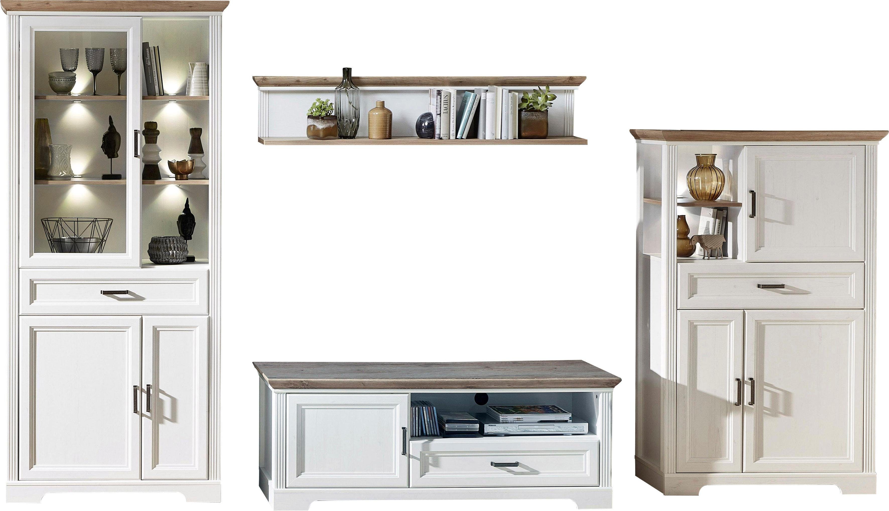 Innostyle Wohnwand Jasmin, (Set, 4-St), inkl. LED-Beleuchtung, mit Soft-Close-Funktion