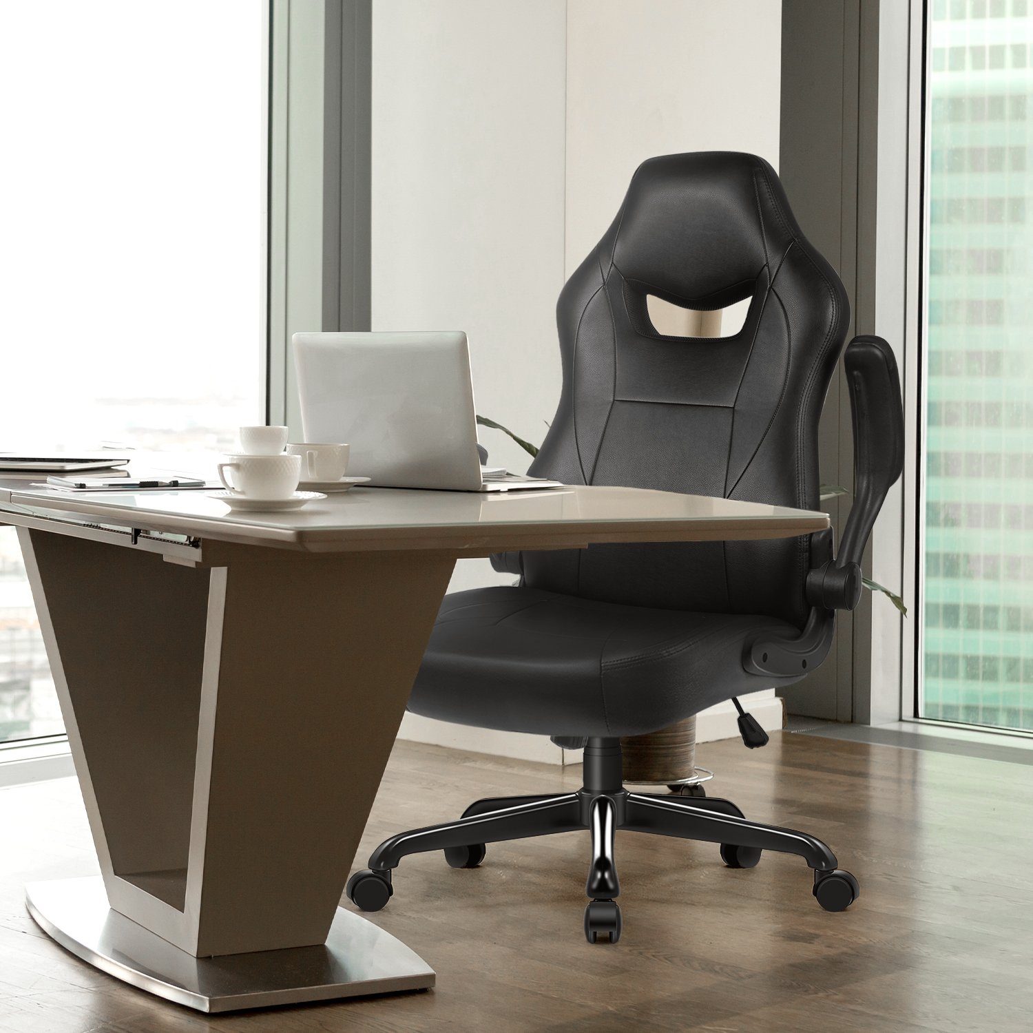 Aiidoits Gaming-Stuhl Bürostuhl, Gaming Stuhl, Chefsessel Gaming Sessel Computerstuhl (Packung), 90° klappbare Armlehne