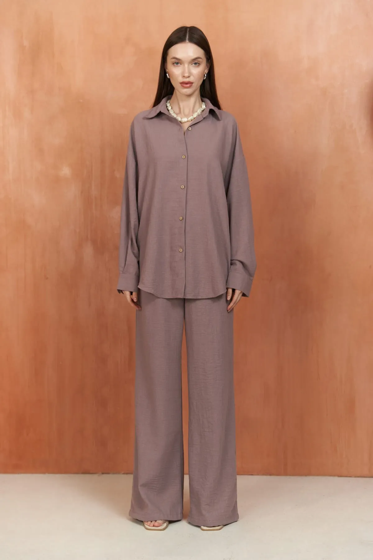 BOHEMAİ  Pedasa – Lilafarbenes Hemd-Hosen-Set