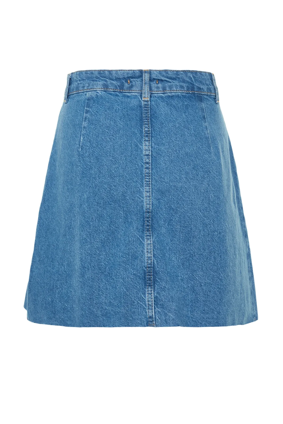 Trendyol Collection  Dunkelblauer plissierter Mini-Jeansrock mit Knopfleiste vorne TWOSS23ET00111