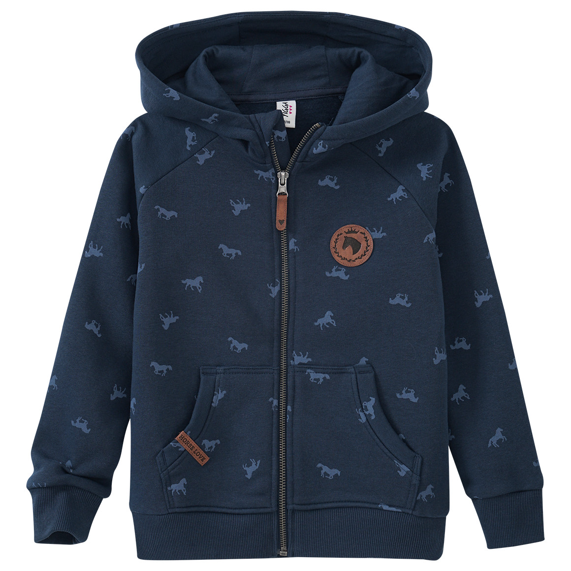 Mädchen Sweatjacke mit Pferde-Allover