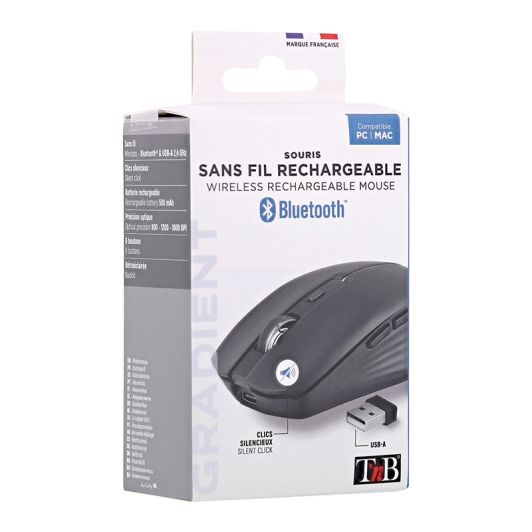 Mouse Bluetooth reîncărcabil DUAL CONNECT Negru - GRADIENT