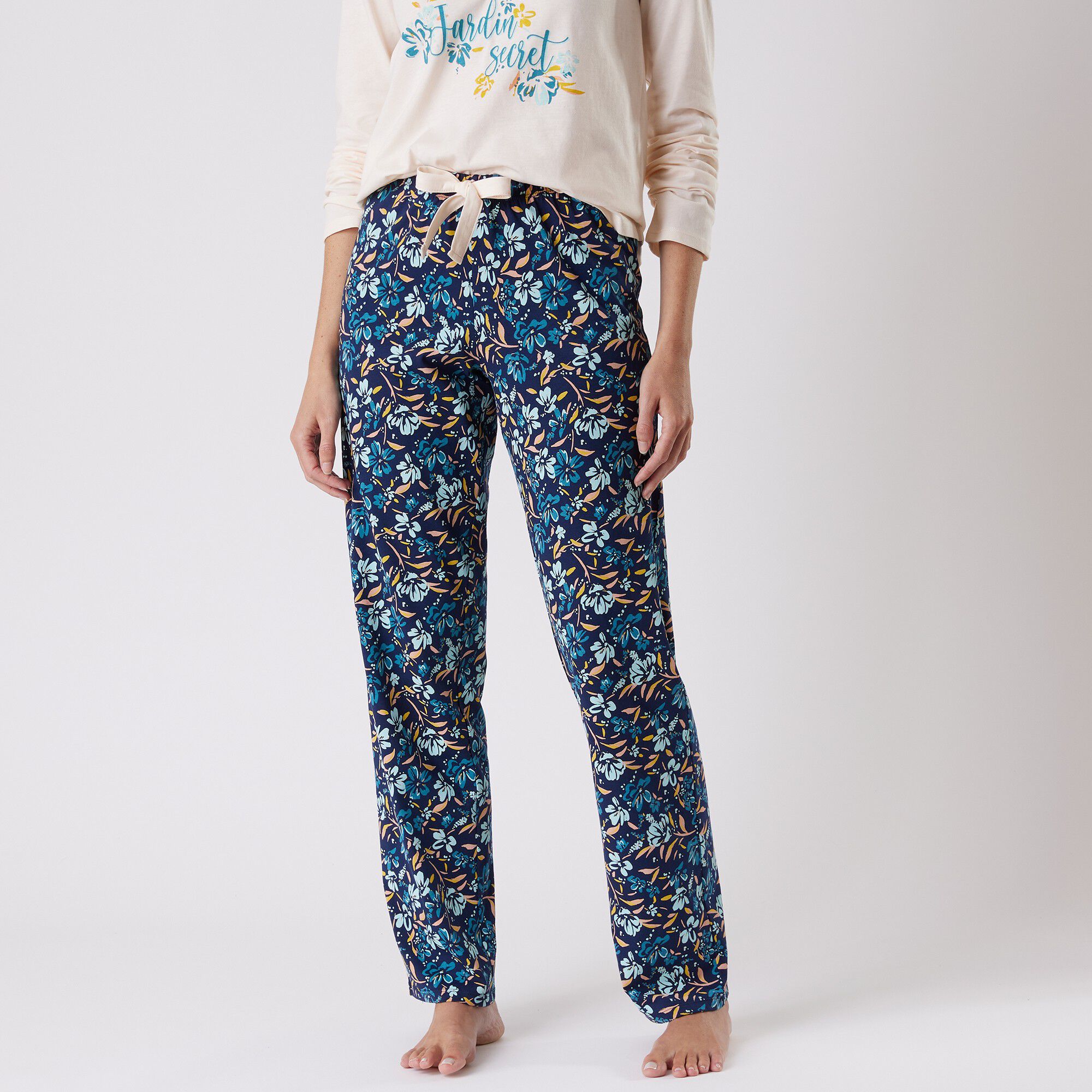 Pantalon pyjama coton imprimé floral
