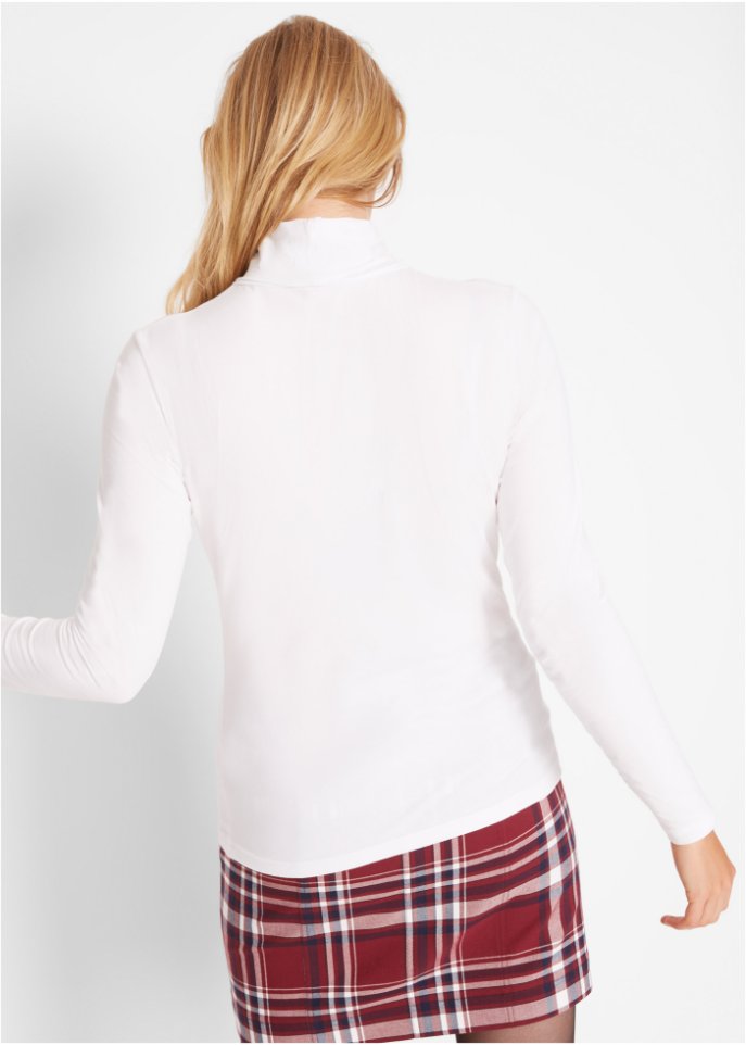Rollkragen-Stretch-Shirt, Langarm